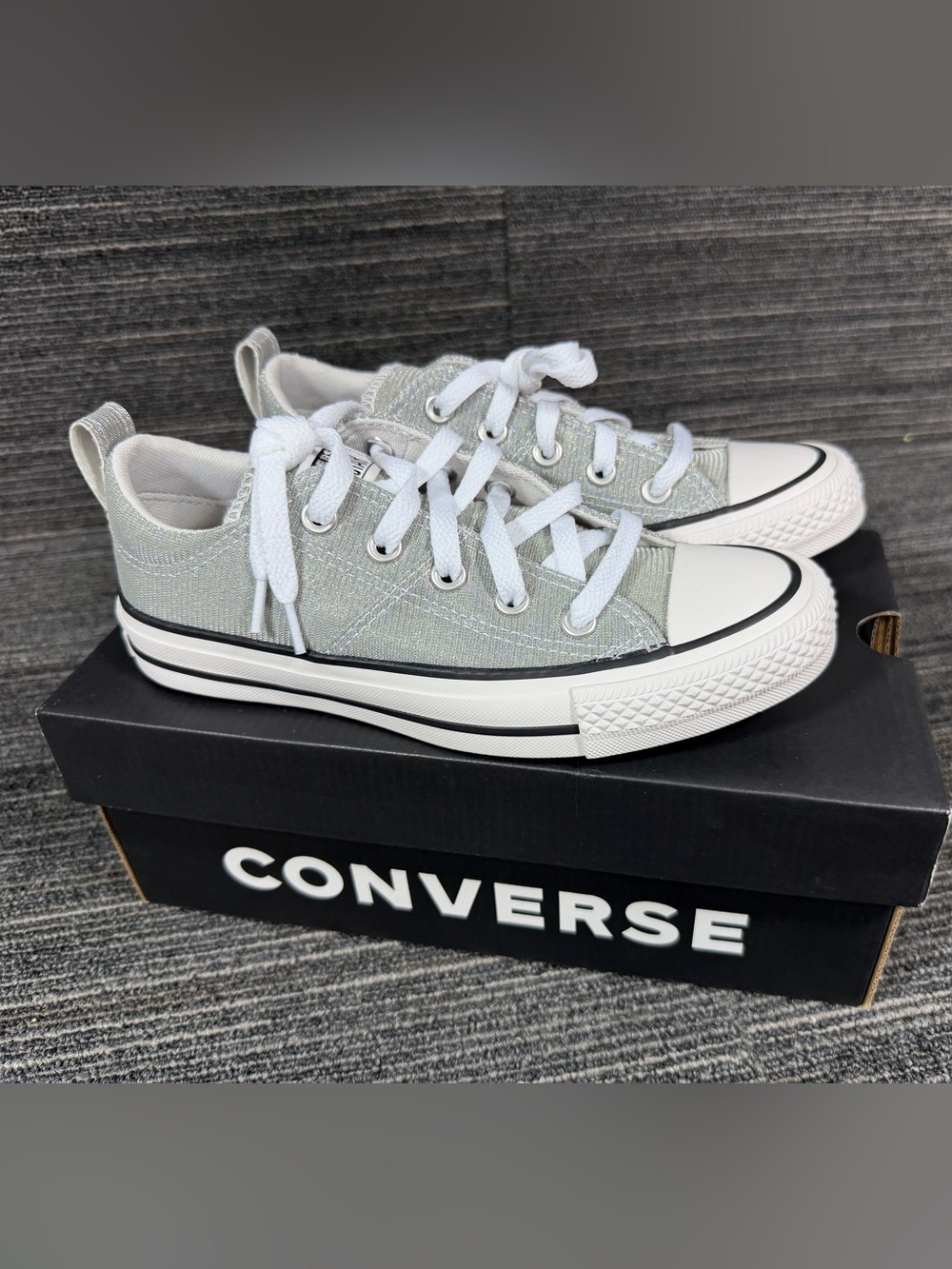 Converse CTAS Madison OX Sneakers - Barely Grey/White/Black Sparkle New